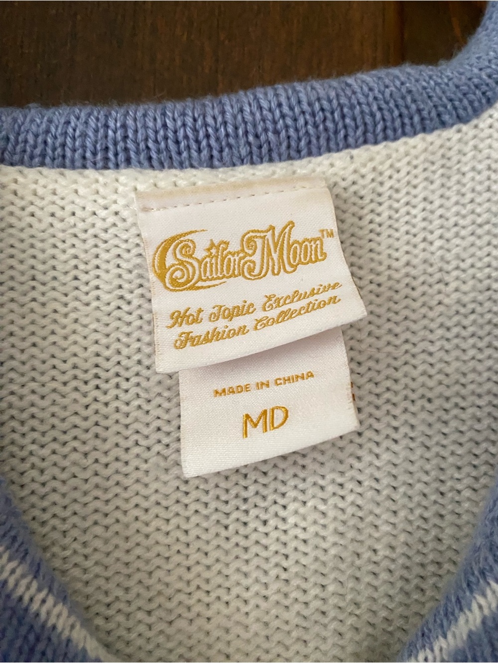 White Sailor Collar Cardigan with Pink Magic Wand Patch - Picture 2 of 3